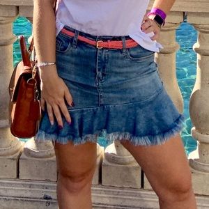 Size 30 medium wash denim mini skirt with flare